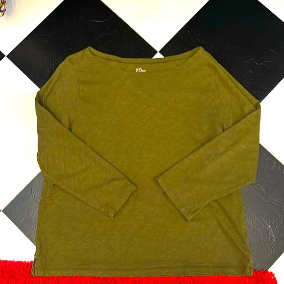 J crew long sleeve slub tee Olive green XL - Picture 1 of 3